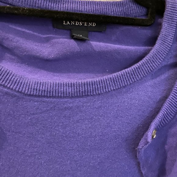 Lands' End | Matching Cardigan Sweater Set | Purple | Women's medium, cotton - Picture 5 of 11